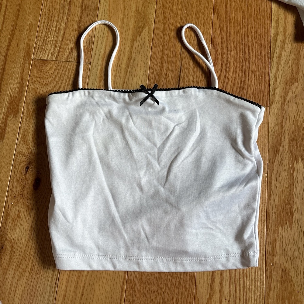 Elegant White Camisole with Black Trim